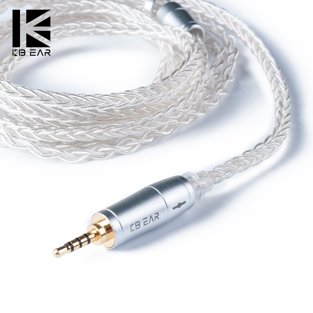 Esports Gaming Earbuds - KBEAR 8-ядерный обновленный серебристый проводный кабель